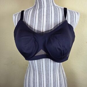 honeylove Full Coverage T-Shirt Bra Black Mesh Trim Plus Size XL 38D/DD‎